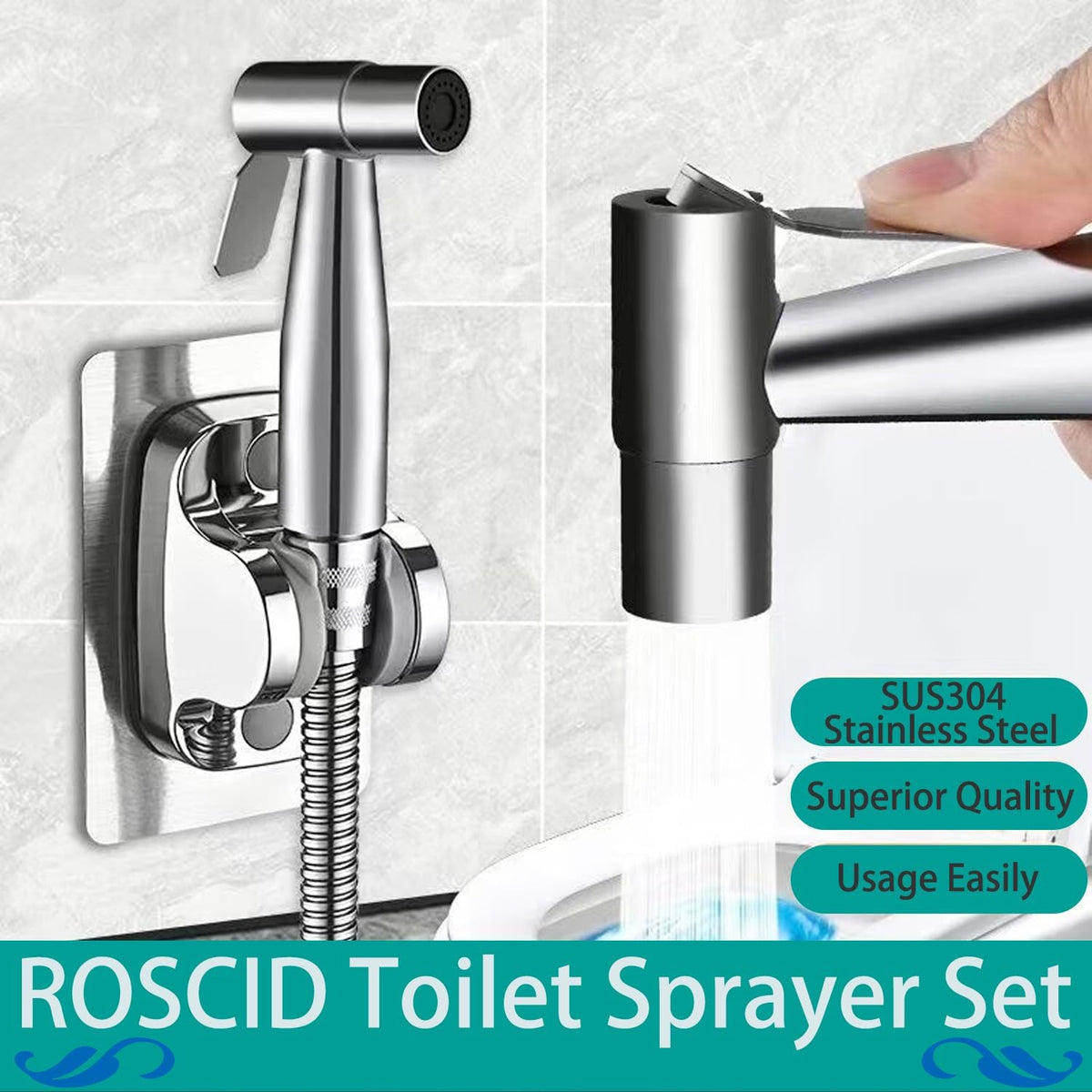 Sink Handheld Shower Kit with 9.8ft Telescopic Hose, Kitchen Bathroom Faucet Sprayer Attachment with 3 Adapters M22 M24 G1/2, for Hair Washing, Baby Shower, Pet Shower (Faucet Not Included)