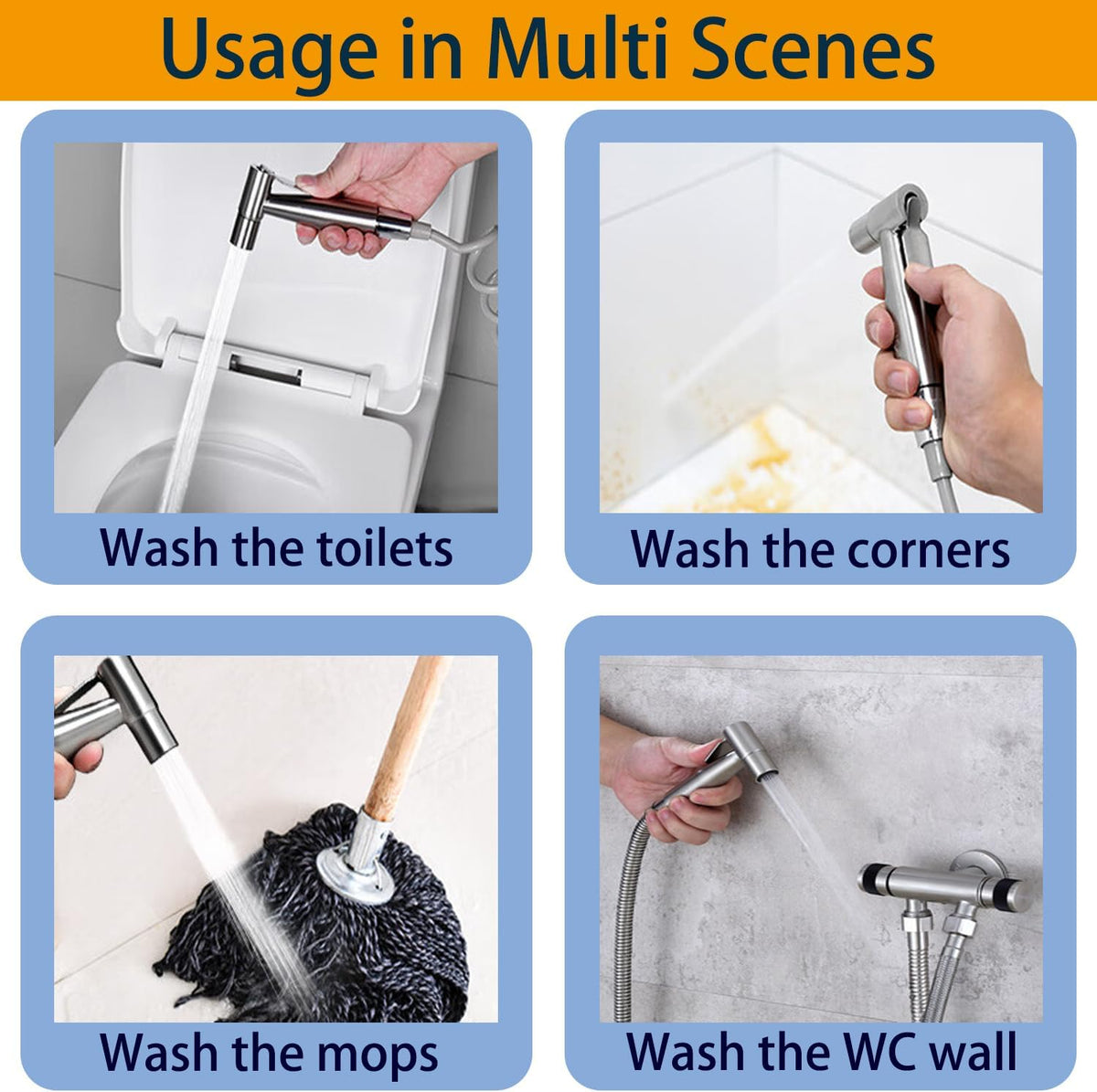 Sink Handheld Shower Kit with 9.8ft Telescopic Hose, Kitchen Bathroom Faucet Sprayer Attachment with 3 Adapters M22 M24 G1/2, for Hair Washing, Baby Shower, Pet Shower (Faucet Not Included)