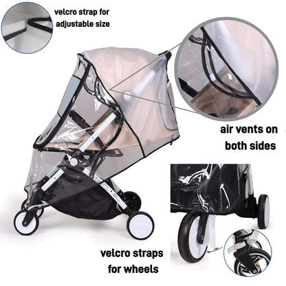 Universal Stroller Rain Cover, Clear EVA Baby Travel Weather Shield