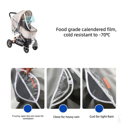 Universal Stroller Rain Cover, Clear EVA Baby Travel Weather Shield
