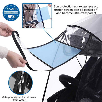 Universal Stroller Rain Cover, Clear EVA Baby Travel Weather Shield