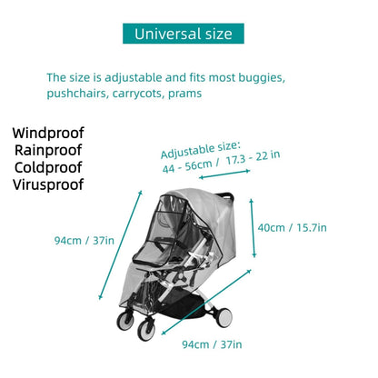 Universal Stroller Rain Cover, Clear EVA Baby Travel Weather Shield