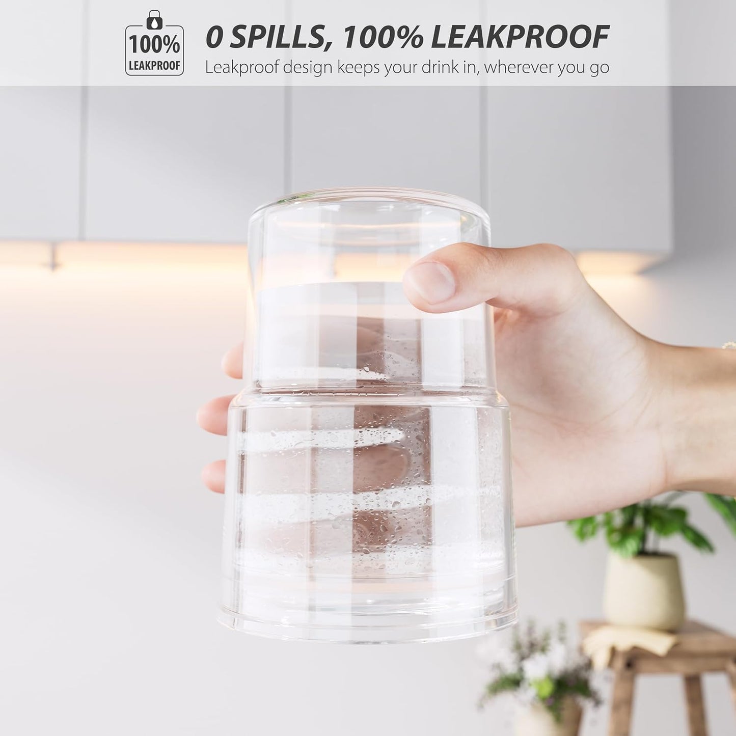 13oz Iced Coffee Cup, Glass Tumbler with Straw and Lid, Leakproof | for Tea, Matcha, Cold Brew, Sealed, Portable, Thick Wall, BPA-Free, Reusable Mug for School Year (Clear)