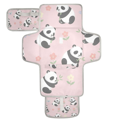 Panda Flower Print Portable Diaper Changing Pad for Camping