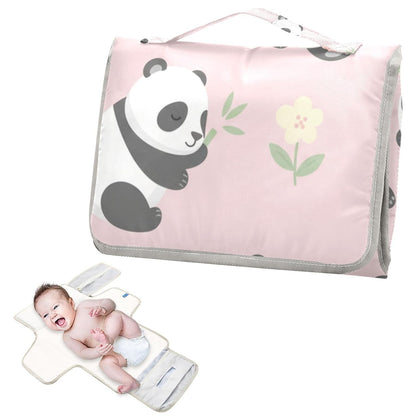Panda Flower Print Portable Diaper Changing Pad for Camping