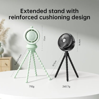 JISULIFE Stroller Fan Baby Large, Safe Bladeless for Crib, Desk, 4000mAh Battery Rechargeable Portable Cooling Fan with Air Turbo Tech, Night Light, Food-Grade Gift for Mom/Dad/Friend - Green
