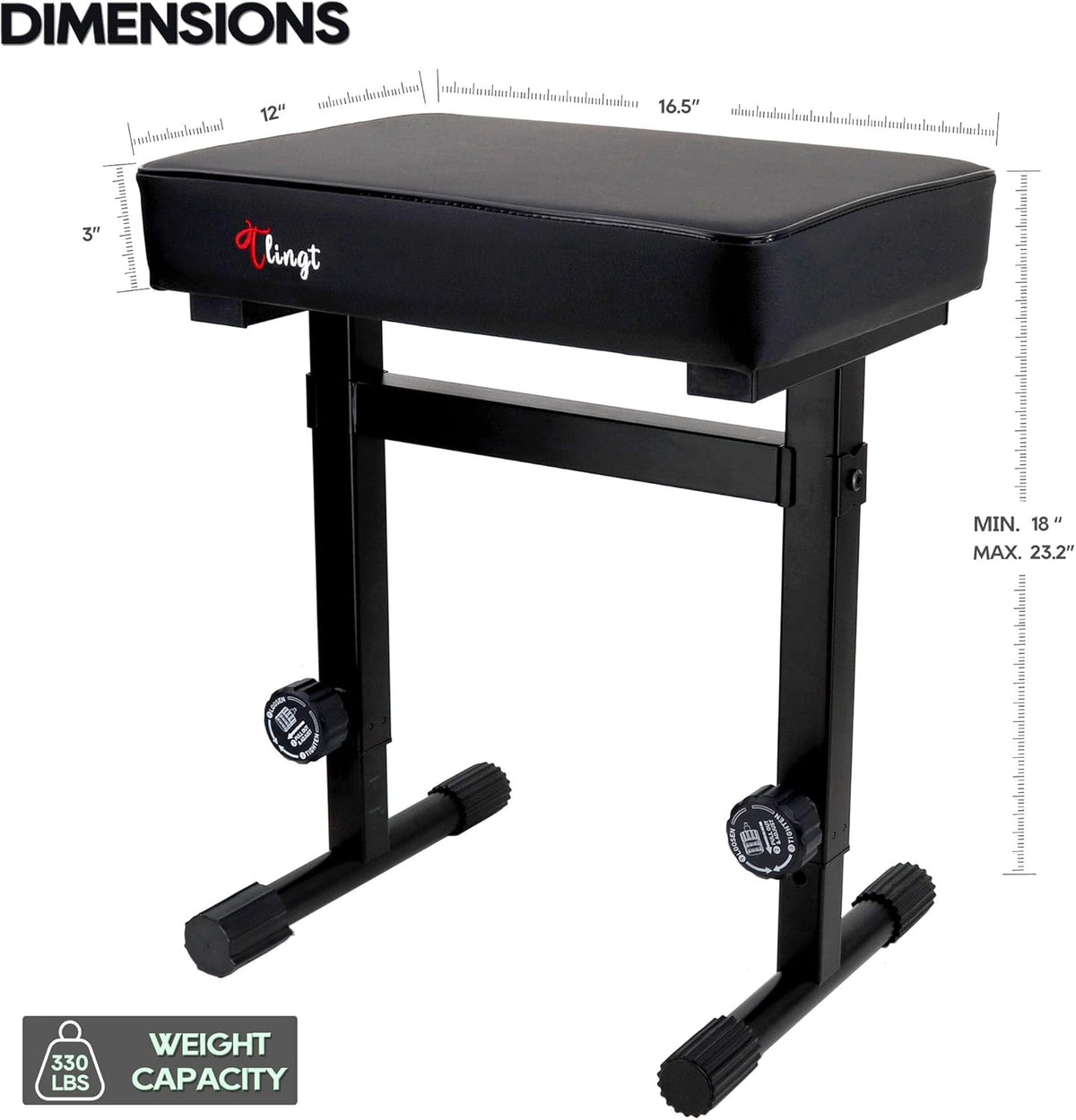 Tlingt Keyboard/Piano Bench, High-Density Padded Seat, 7-Level Heights