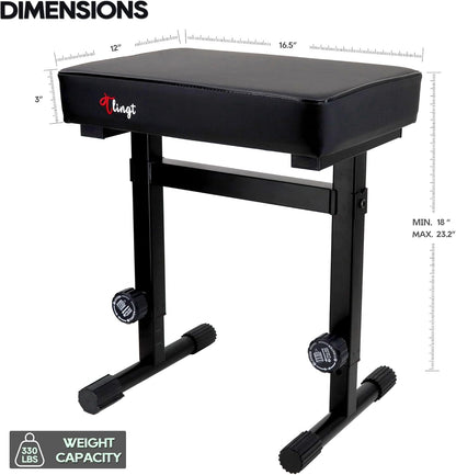 Tlingt Keyboard/Piano Bench, High-Density Padded Seat, 7-Level Heights