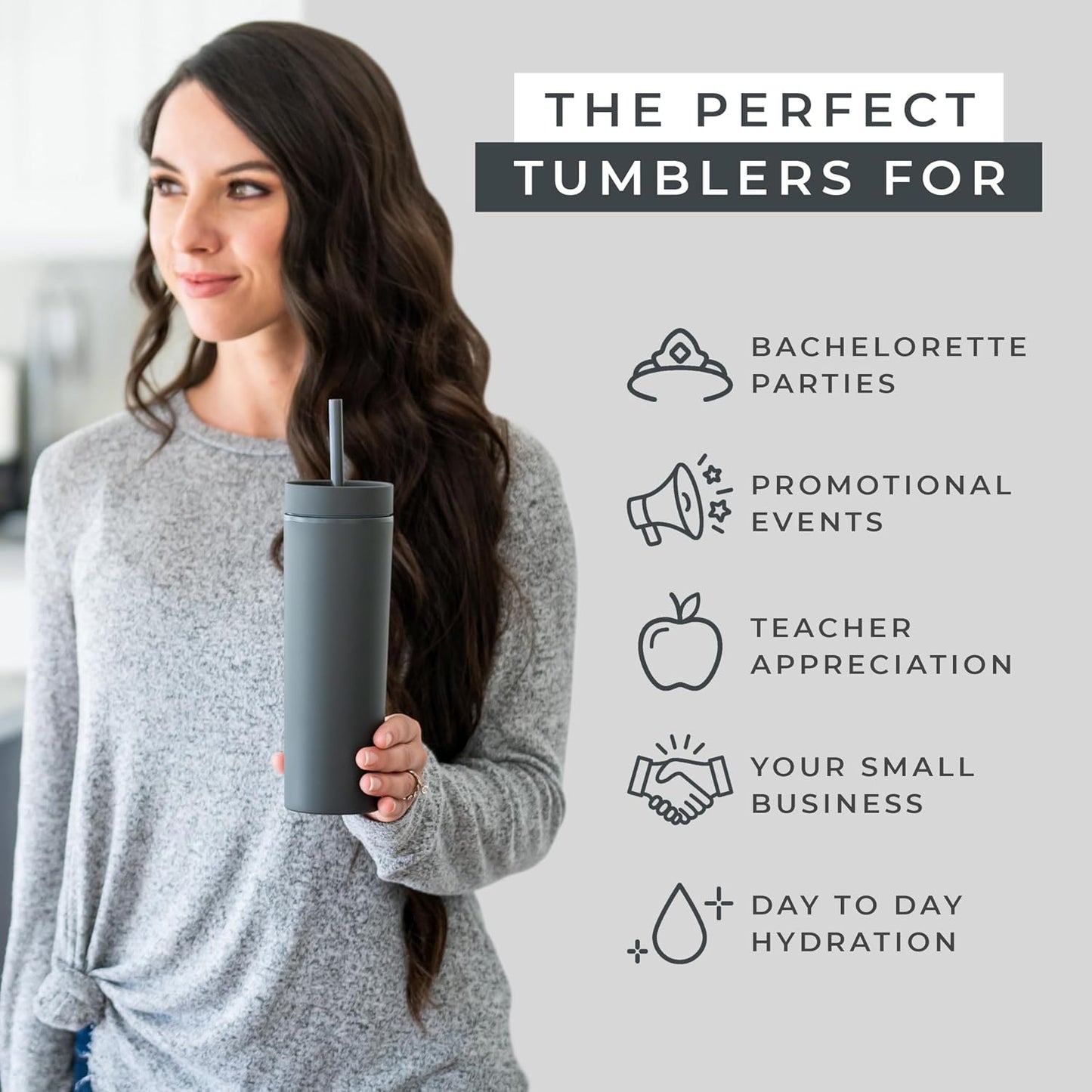 Perwinkle Skinny Tumblers with Lids and Straws (4 pack), 16oz Matte Pastel Colored Acrylic Tumblers with Lids and Straws, Double Wall Skinny Tumbler Bulk, Reusable Cup with Straw Cleaner