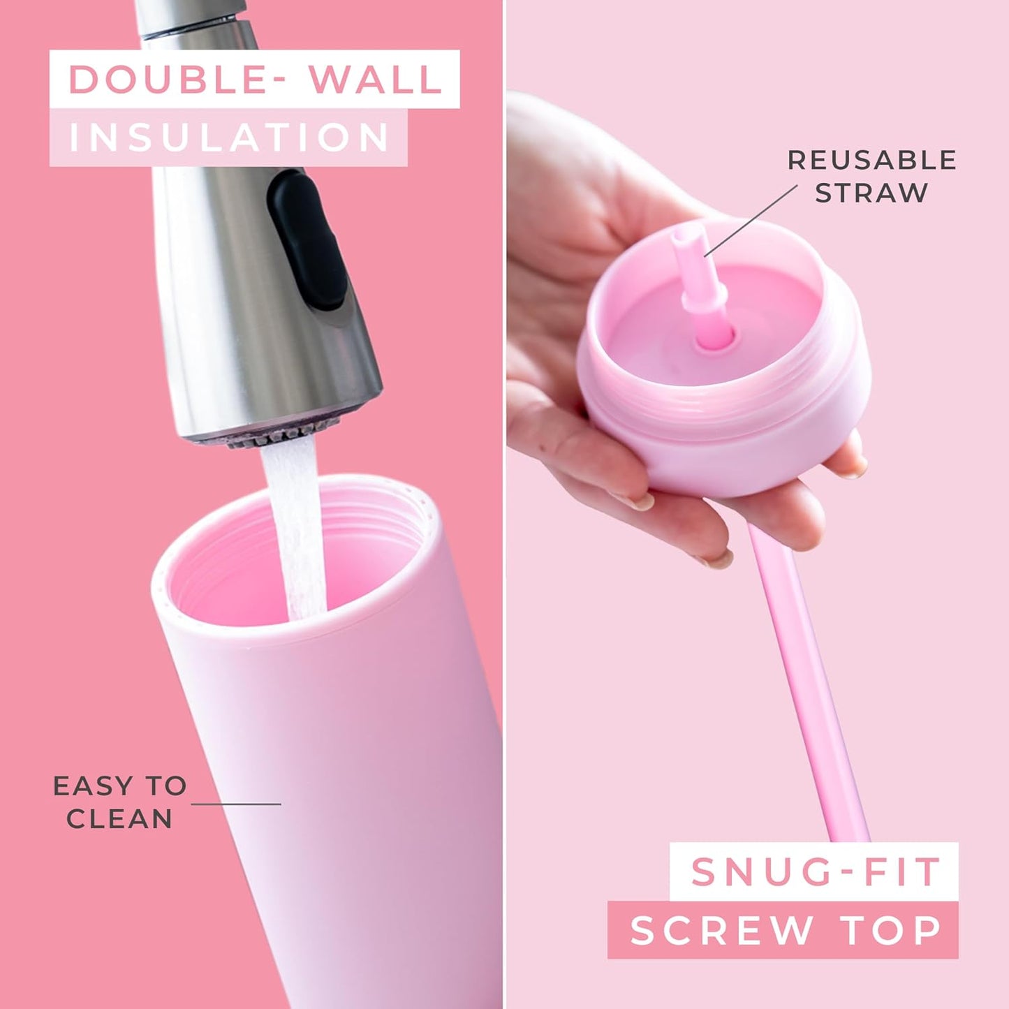 Perwinkle Skinny Tumblers with Lids and Straws (4 pack), 16oz Matte Pastel Colored Acrylic Tumblers with Lids and Straws, Double Wall Skinny Tumbler Bulk, Reusable Cup with Straw Cleaner