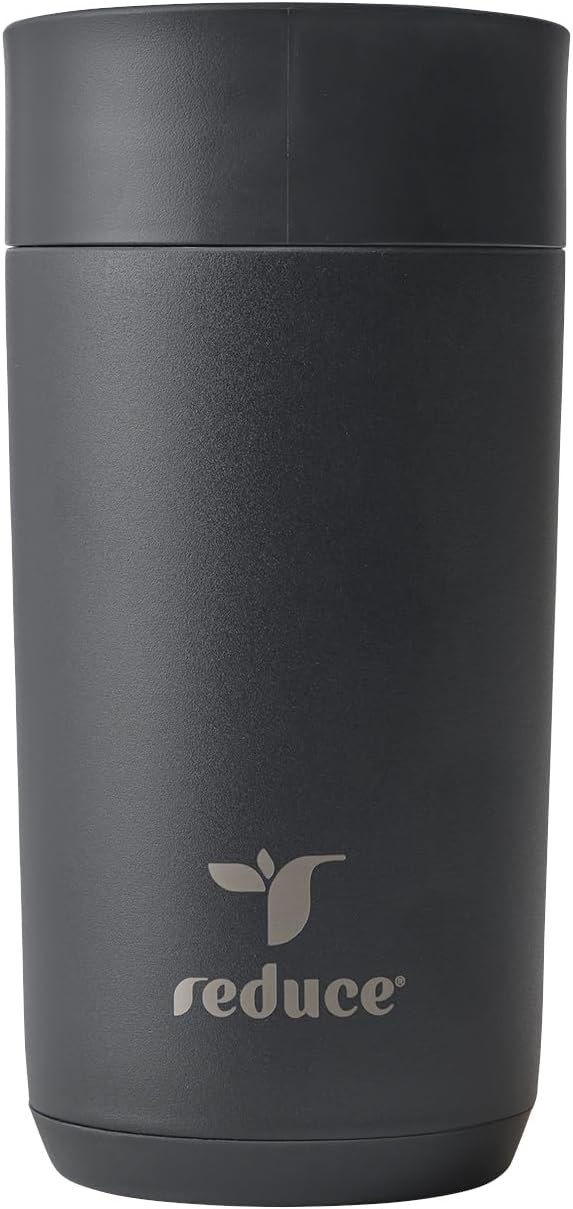 Perk 10oz Insulated Coffee Tumbler – Leak-Proof with Lockable Lid and Vacuum Insulation–Durable Stainless Steel–Fits Car Cup Holders–One-Handed Travel Mug in Sand Leopard Print - Midnight Plum
