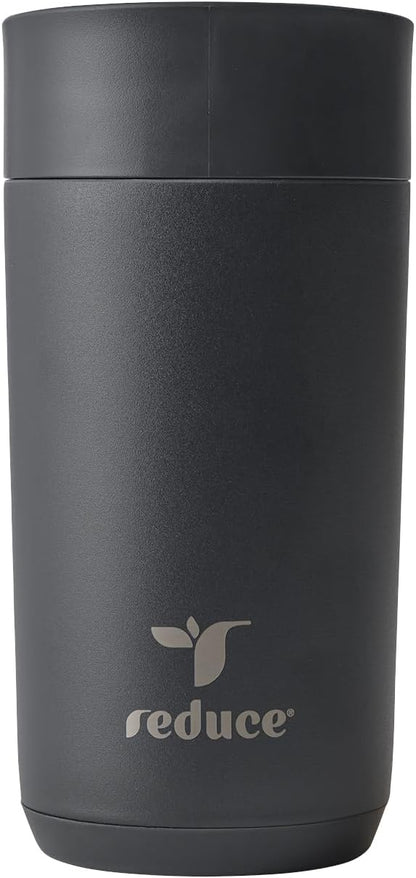 Perk 10oz Insulated Coffee Tumbler – Leak-Proof with Lockable Lid and Vacuum Insulation–Durable Stainless Steel–Fits Car Cup Holders–One-Handed Travel Mug in Sand Leopard Print - Midnight Plum