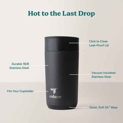 Perk 10oz Insulated Coffee Tumbler – Leak-Proof with Lockable Lid and Vacuum Insulation–Durable Stainless Steel–Fits Car Cup Holders–One-Handed Travel Mug in Sand Leopard Print - Midnight Plum