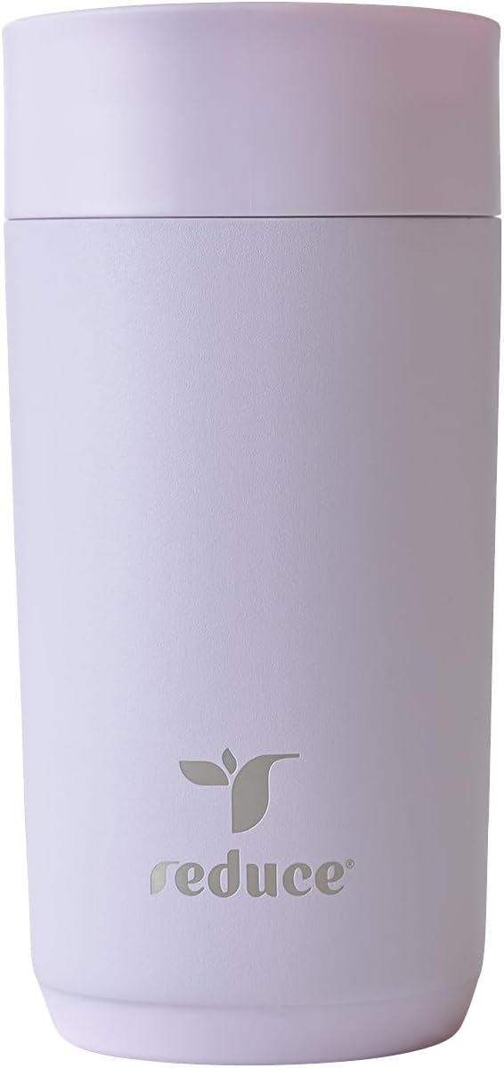 Perk 10oz Insulated Coffee Tumbler – Leak-Proof with Lockable Lid and Vacuum Insulation–Durable Stainless Steel–Fits Car Cup Holders–One-Handed Travel Mug in Sand Leopard Print - Midnight Plum