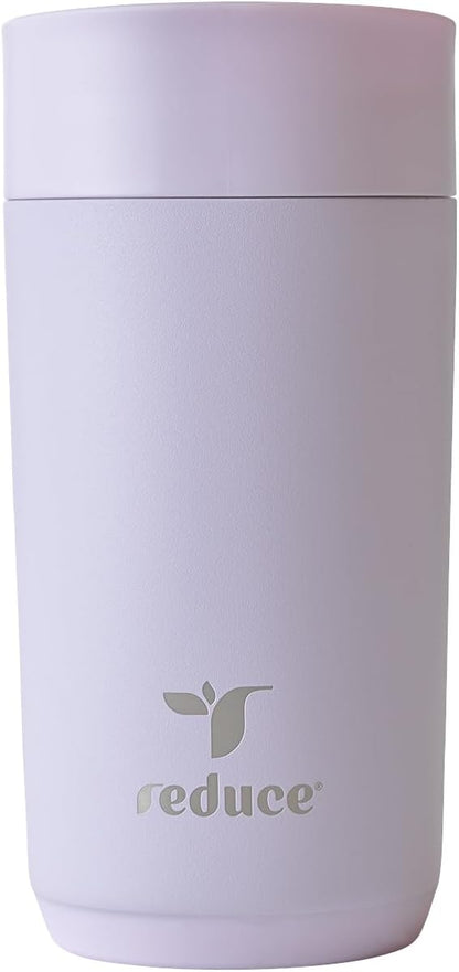 Perk 10oz Insulated Coffee Tumbler – Leak-Proof with Lockable Lid and Vacuum Insulation–Durable Stainless Steel–Fits Car Cup Holders–One-Handed Travel Mug in Sand Leopard Print - Midnight Plum