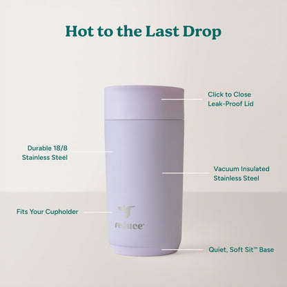 Perk 10oz Insulated Coffee Tumbler – Leak-Proof with Lockable Lid and Vacuum Insulation–Durable Stainless Steel–Fits Car Cup Holders–One-Handed Travel Mug in Sand Leopard Print - Midnight Plum