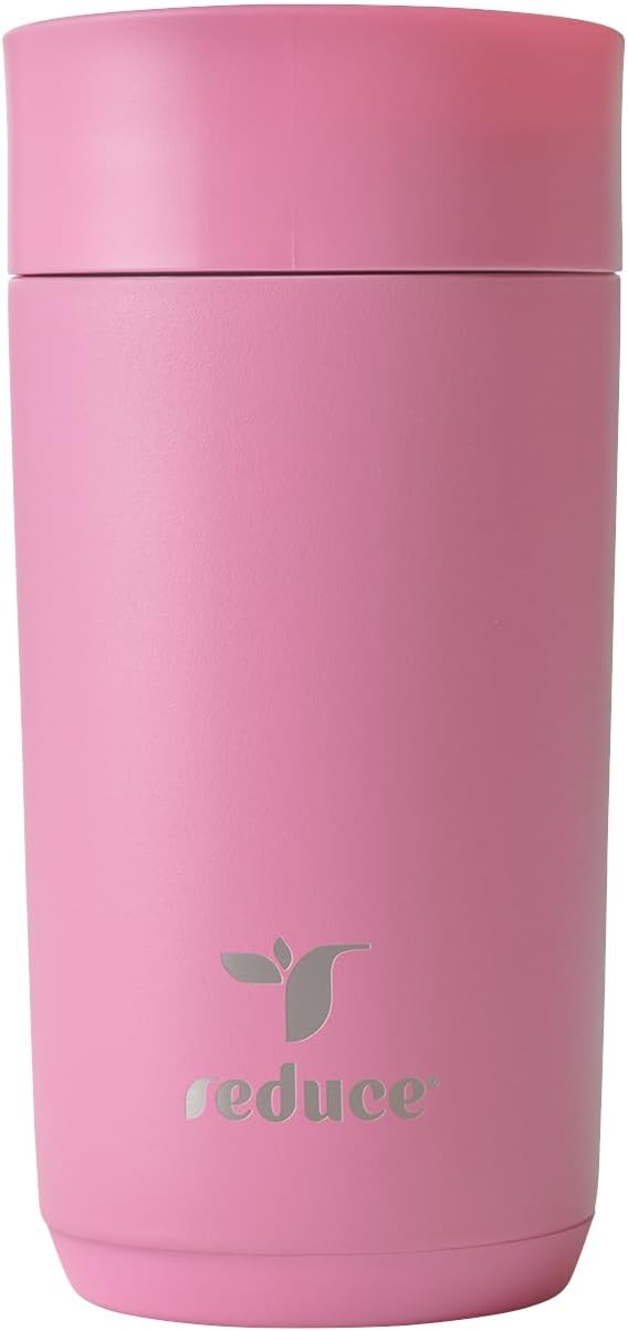 Perk 10oz Insulated Coffee Tumbler – Leak-Proof with Lockable Lid and Vacuum Insulation–Durable Stainless Steel–Fits Car Cup Holders–One-Handed Travel Mug in Sand Leopard Print - Midnight Plum
