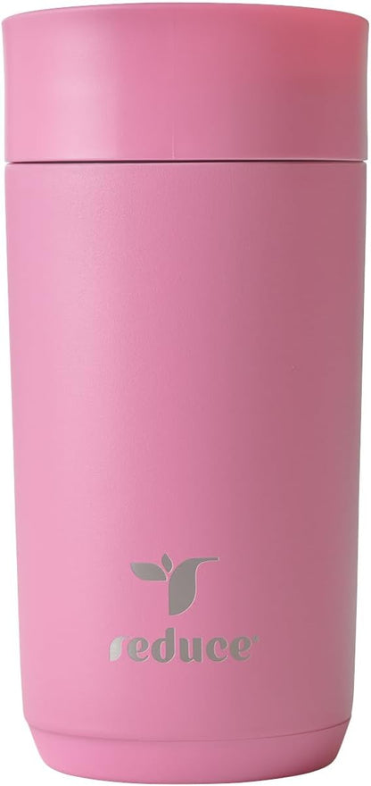 Perk 10oz Insulated Coffee Tumbler – Leak-Proof with Lockable Lid and Vacuum Insulation–Durable Stainless Steel–Fits Car Cup Holders–One-Handed Travel Mug in Sand Leopard Print - Midnight Plum