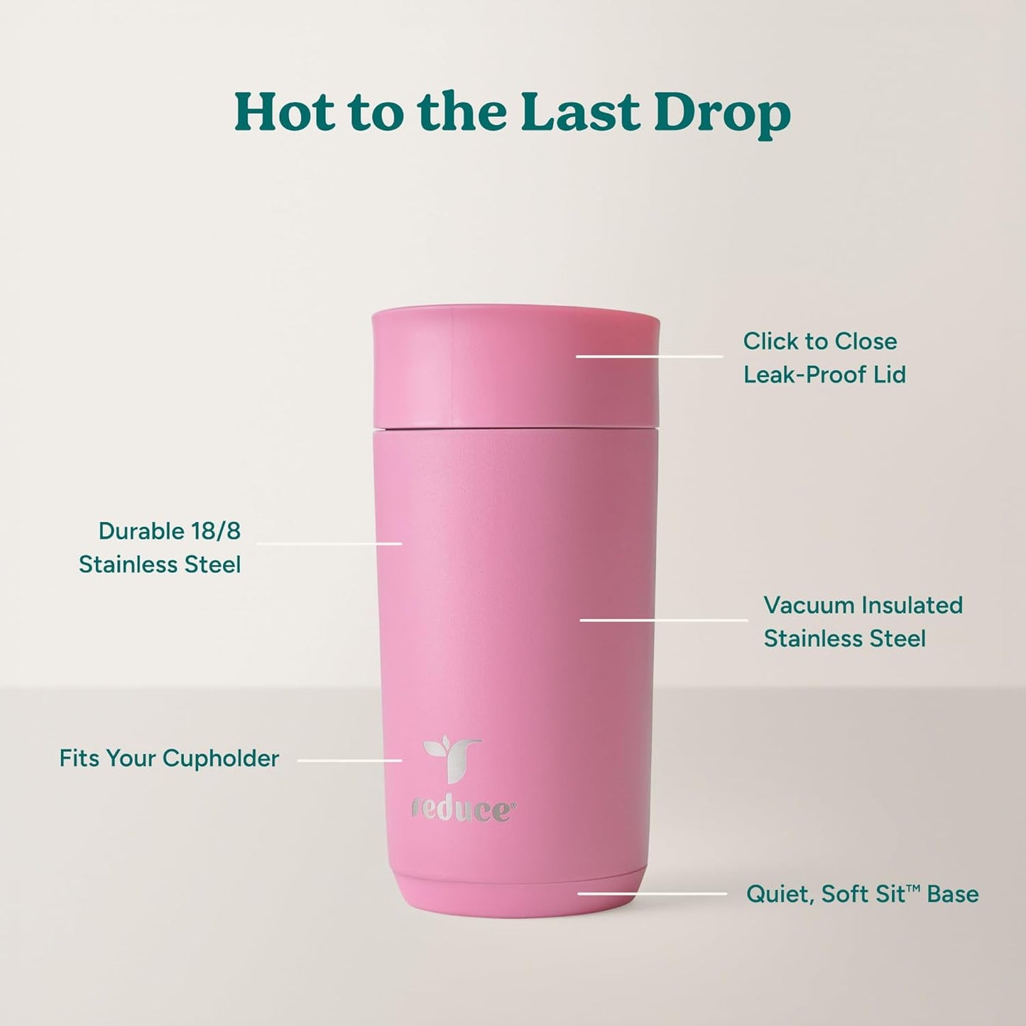 Perk 10oz Insulated Coffee Tumbler – Leak-Proof with Lockable Lid and Vacuum Insulation–Durable Stainless Steel–Fits Car Cup Holders–One-Handed Travel Mug in Sand Leopard Print - Midnight Plum