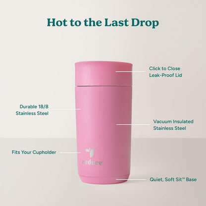 Perk 10oz Insulated Coffee Tumbler – Leak-Proof with Lockable Lid and Vacuum Insulation–Durable Stainless Steel–Fits Car Cup Holders–One-Handed Travel Mug in Sand Leopard Print - Midnight Plum