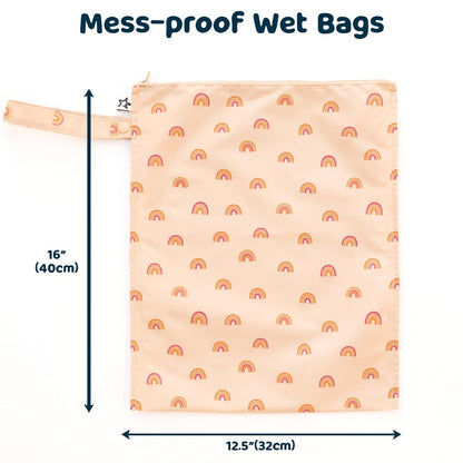 Mess Proof Wet Bags | Reusable Waterproof Wet Bags for Swimsuits | Baby Clothes | Travel & Diaper Bag (Pink, Brown Checkers) - Colors B