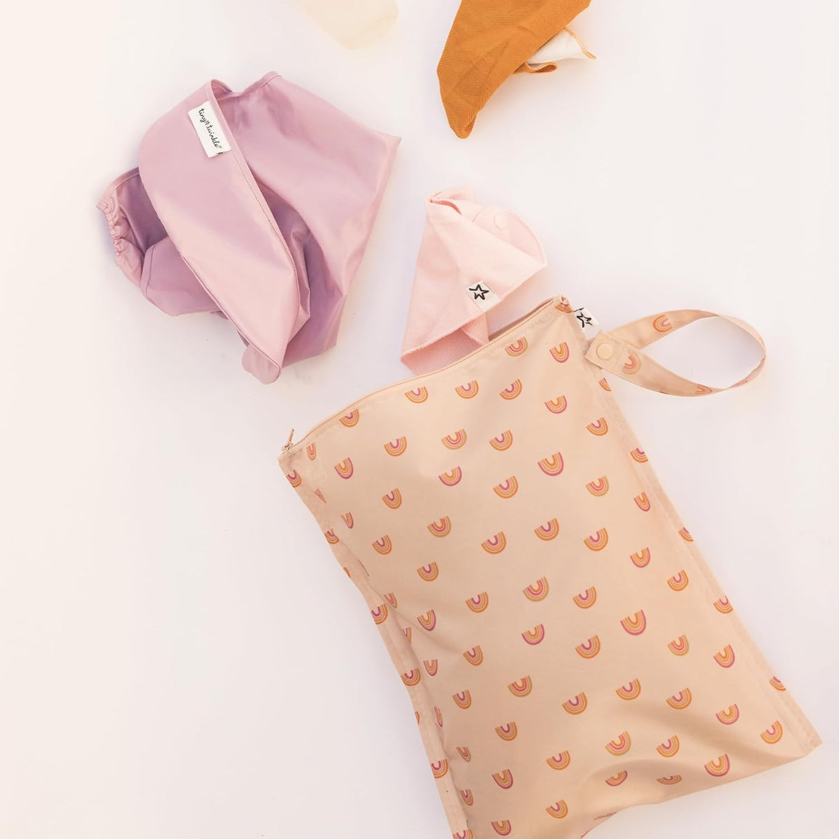 Mess Proof Wet Bags | Reusable Waterproof Wet Bags for Swimsuits | Baby Clothes | Travel & Diaper Bag (Pink, Brown Checkers) - Colors B