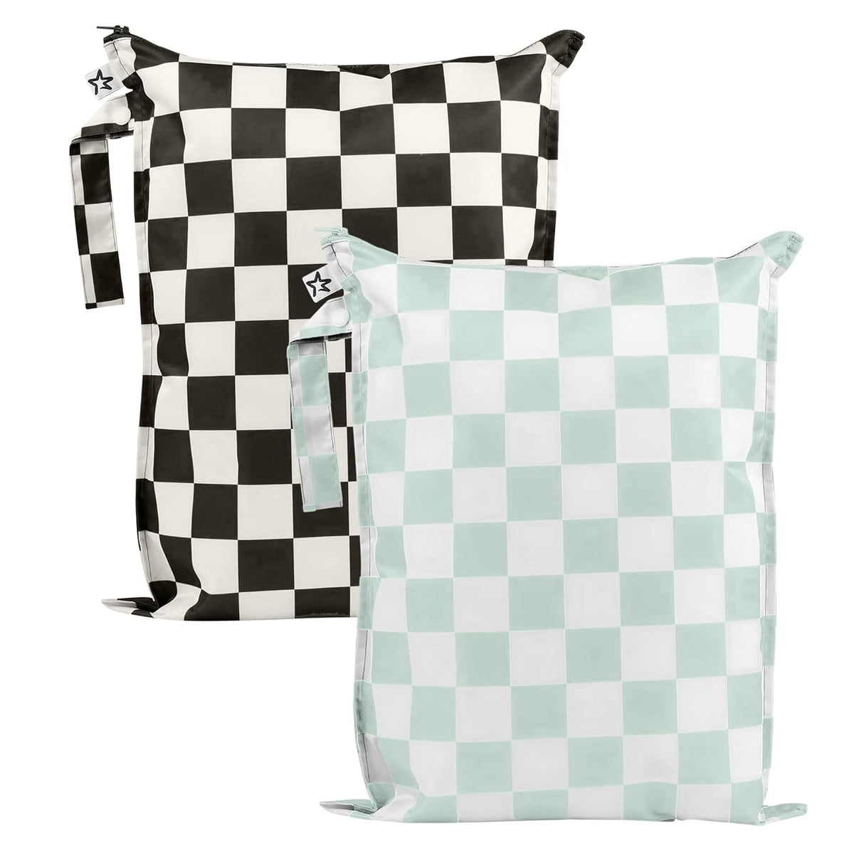 Mess Proof Wet Bags | Reusable Waterproof Wet Bags for Swimsuits | Baby Clothes | Travel & Diaper Bag (Pink, Brown Checkers) - Colors B