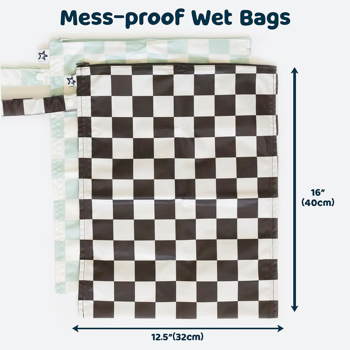 Mess Proof Wet Bags | Reusable Waterproof Wet Bags for Swimsuits | Baby Clothes | Travel & Diaper Bag (Pink, Brown Checkers) - Colors B