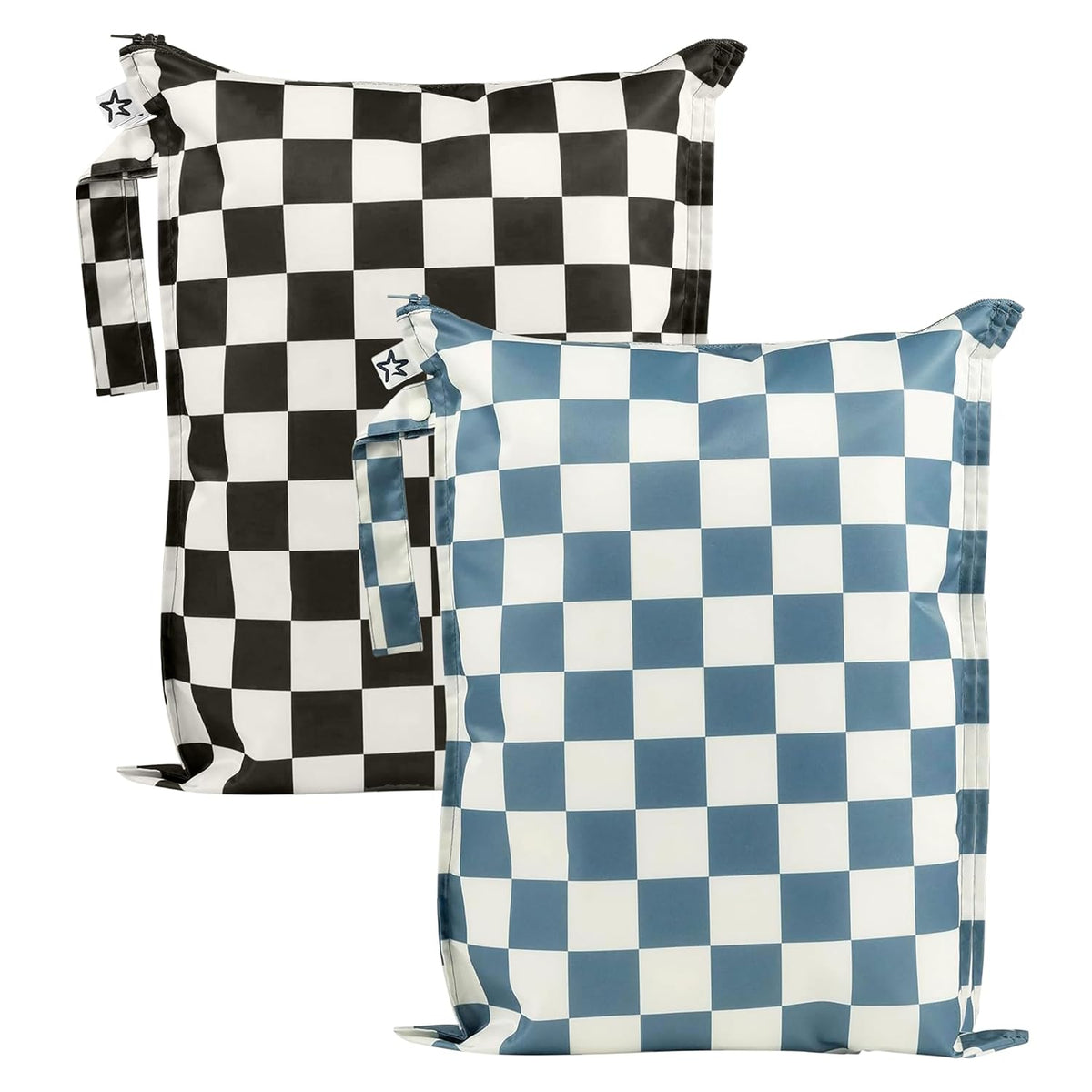 Mess Proof Wet Bags | Reusable Waterproof Wet Bags for Swimsuits | Baby Clothes | Travel & Diaper Bag (Pink, Brown Checkers) - Colors B