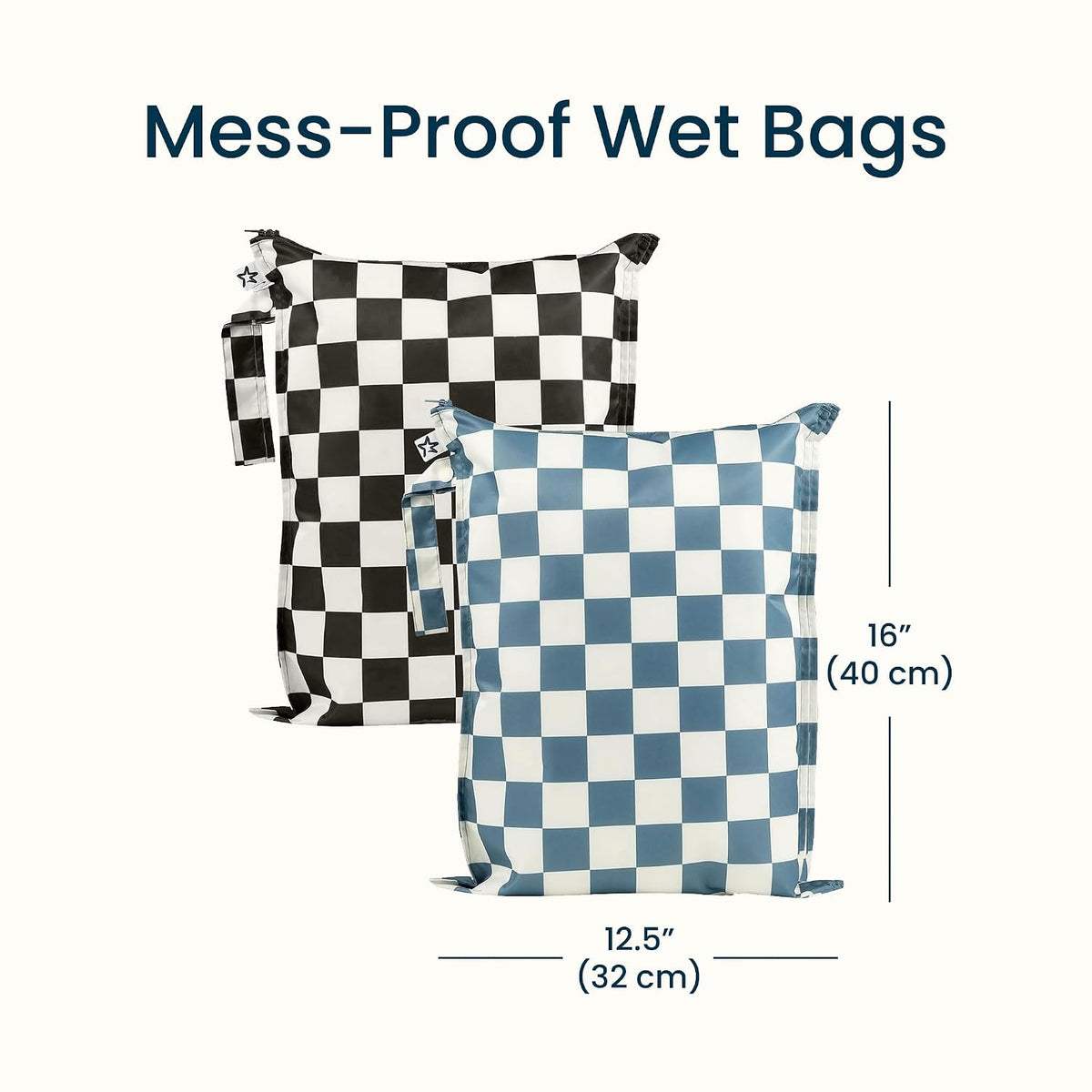 Mess Proof Wet Bags | Reusable Waterproof Wet Bags for Swimsuits | Baby Clothes | Travel & Diaper Bag (Pink, Brown Checkers) - Colors B