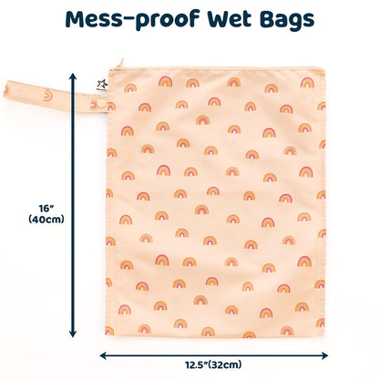 Mess Proof Wet Bags | Reusable Waterproof Wet Bags for Swimsuits | Baby Clothes | Travel & Diaper Bag (Pink, Brown Checkers) - Colors B
