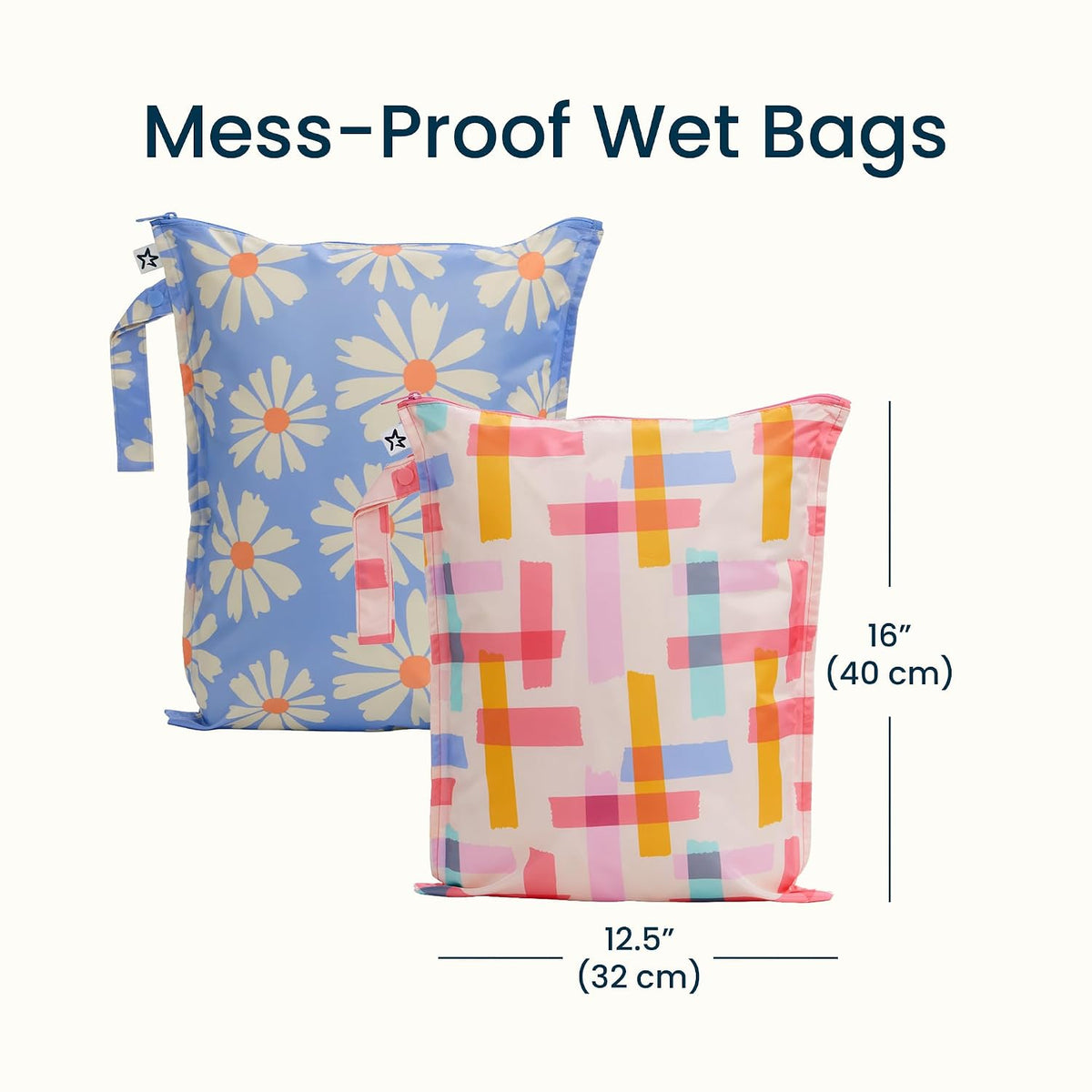 Mess Proof Wet Bags | Reusable Waterproof Wet Bags for Swimsuits | Baby Clothes | Travel & Diaper Bag (Pink, Brown Checkers) - Colors B