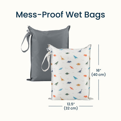 Mess Proof Wet Bags | Reusable Waterproof Wet Bags for Swimsuits | Baby Clothes | Travel & Diaper Bag (Pink, Brown Checkers) - Colors B