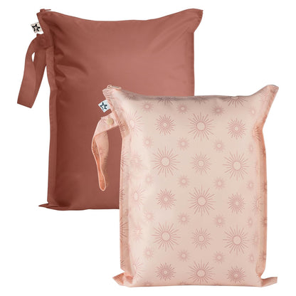 Mess Proof Wet Bags | Reusable Waterproof Wet Bags for Swimsuits | Baby Clothes | Travel & Diaper Bag (Pink, Brown Checkers) - Colors B