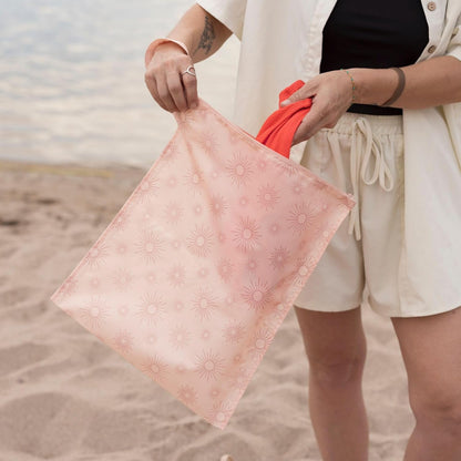 Mess Proof Wet Bags | Reusable Waterproof Wet Bags for Swimsuits | Baby Clothes | Travel & Diaper Bag (Pink, Brown Checkers) - Colors B