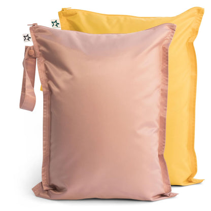 Mess Proof Wet Bags | Reusable Waterproof Wet Bags for Swimsuits | Baby Clothes | Travel & Diaper Bag (Pink, Brown Checkers) - Colors B