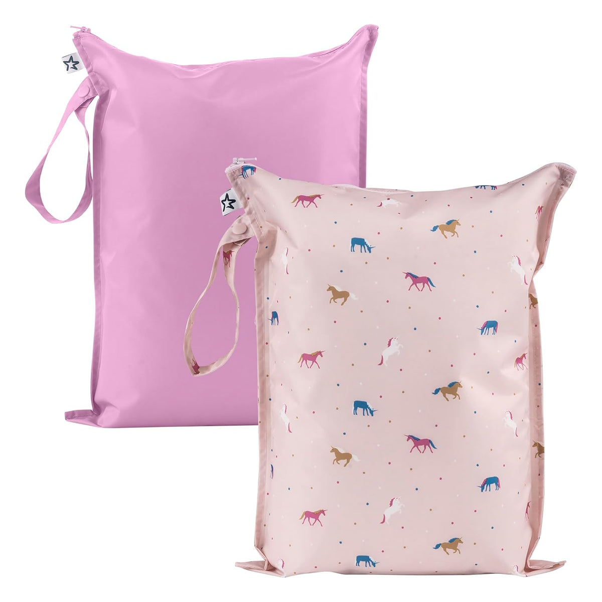 Mess Proof Wet Bags | Reusable Waterproof Wet Bags for Swimsuits | Baby Clothes | Travel & Diaper Bag (Pink, Brown Checkers) - Colors B