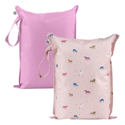 Mess Proof Wet Bags | Reusable Waterproof Wet Bags for Swimsuits | Baby Clothes | Travel & Diaper Bag (Pink, Brown Checkers) - Colors B