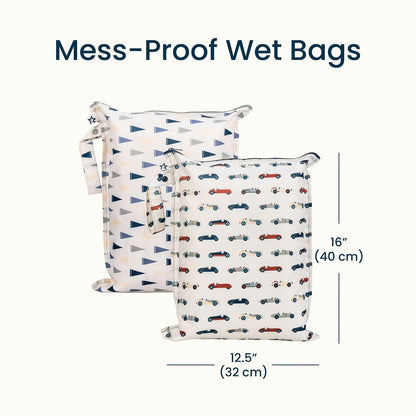 Mess Proof Wet Bags | Reusable Waterproof Wet Bags for Swimsuits | Baby Clothes | Travel & Diaper Bag (Pink, Brown Checkers) - Colors B