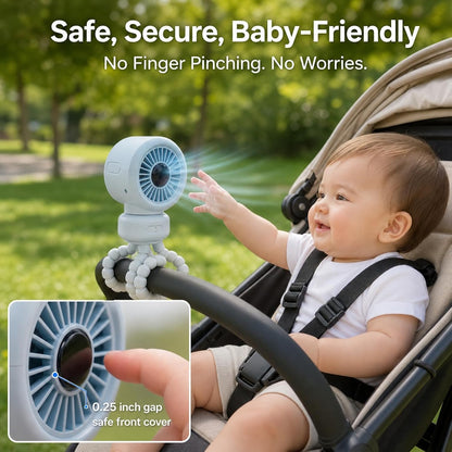 Baby Stroller Fan, 3600mAh Rechargeable Clip on Fan, Blue