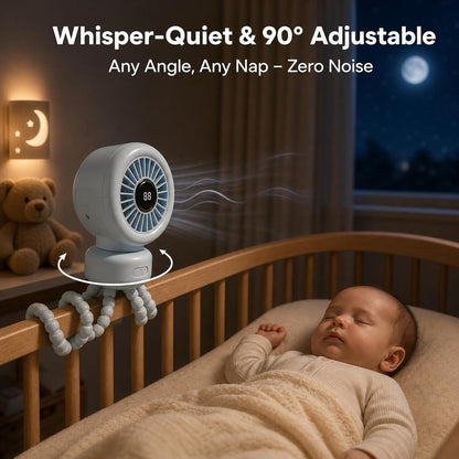 Baby Stroller Fan, 3600mAh Rechargeable Clip on Fan, Blue