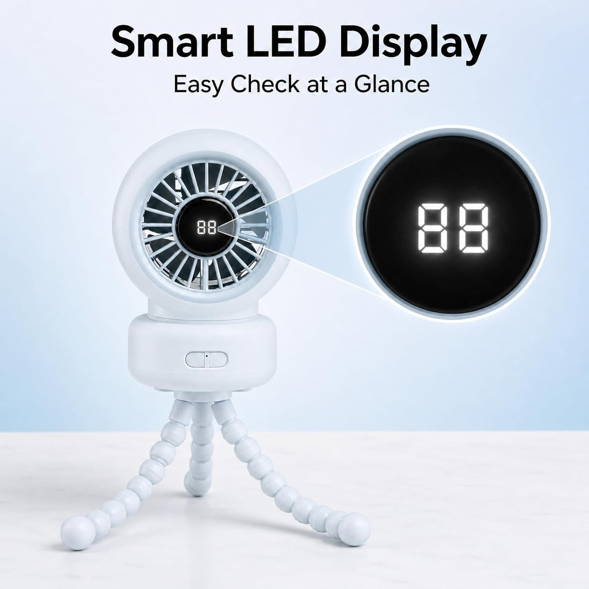 Baby Stroller Fan, 3600mAh Rechargeable Clip on Fan, Blue