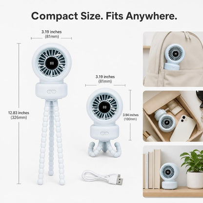 Baby Stroller Fan, 3600mAh Rechargeable Clip on Fan, Blue