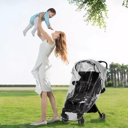 Stroller Rain Cover Windproof & Rainproof Stroller Rain Cover Foldable for Protect from Dust Snow, Baby Travel Weather Shield.