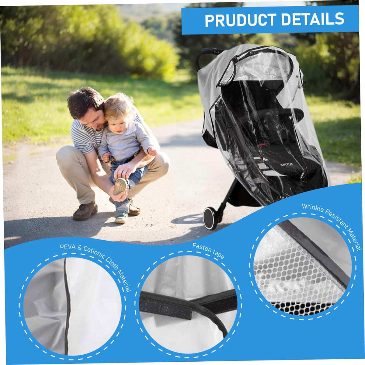 Stroller Rain Cover Windproof & Rainproof Stroller Rain Cover Foldable for Protect from Dust Snow, Baby Travel Weather Shield.