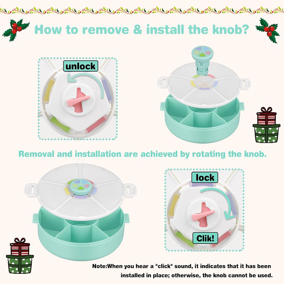 Kids Reusable Rotating Snack Container with 5 Separate Compartments, Color Matching Opening Lid, BPA/PVC-Free, Dishwasher Safe, Perfect for Travel, School Lunches & On-the-Go Snacking-Blue