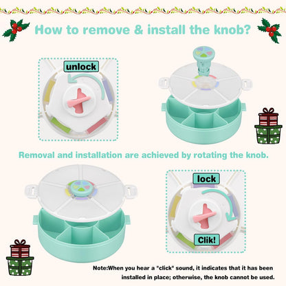 Kids Reusable Rotating Snack Container with 5 Separate Compartments, Color Matching Opening Lid, BPA/PVC-Free, Dishwasher Safe, Perfect for Travel, School Lunches & On-the-Go Snacking-Blue