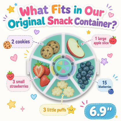 Kids Reusable Rotating Snack Container with 5 Separate Compartments, Color Matching Opening Lid, BPA/PVC-Free, Dishwasher Safe, Perfect for Travel, School Lunches & On-the-Go Snacking-Blue