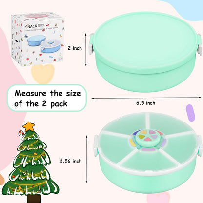 Kids Reusable Rotating Snack Container with 5 Separate Compartments, Color Matching Opening Lid, BPA/PVC-Free, Dishwasher Safe, Perfect for Travel, School Lunches & On-the-Go Snacking-Blue