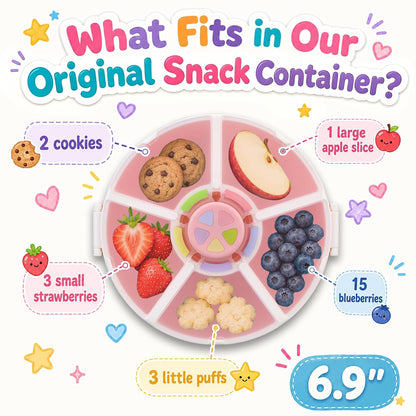 Kids Reusable Rotating Snack Container with 5 Separate Compartments, Color Matching Opening Lid, BPA/PVC-Free, Dishwasher Safe, Perfect for Travel, School Lunches & On-the-Go Snacking-Blue